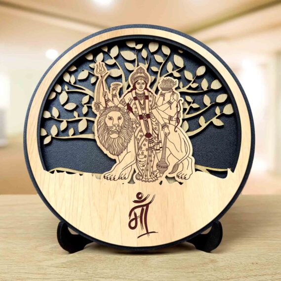 Maa Durga Round Engraved Idol