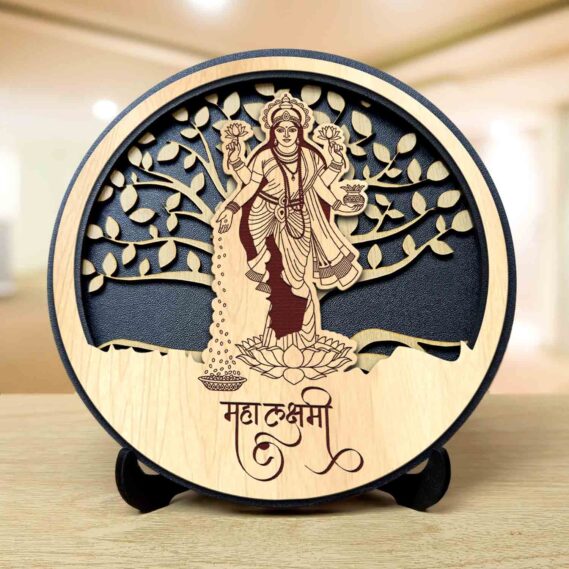 Mahalaxmi Round Engraved Idol