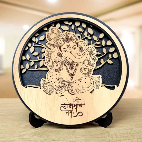 Ganesh Round Engraved Idol