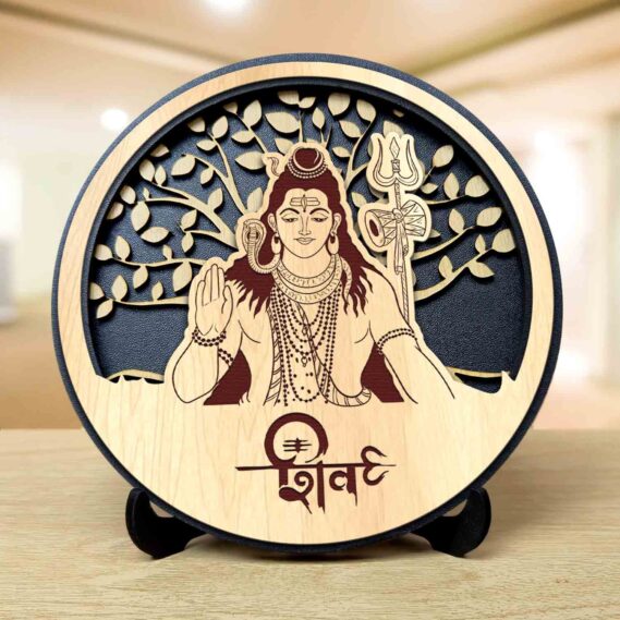 Shiv Round Engraved Idol