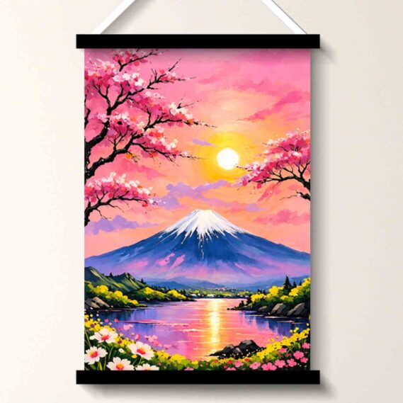 Mount Fuji Cherry Blossom Wall Art Painting