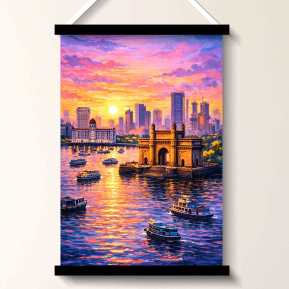 Mumbai Gateway Sunset Wall Art Painting