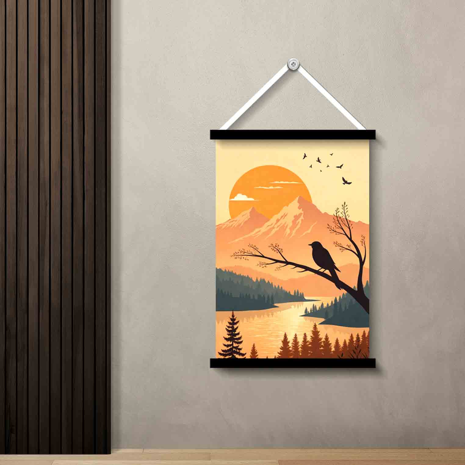 Sunset Bird Mountain Wall Art Painting - Image 2