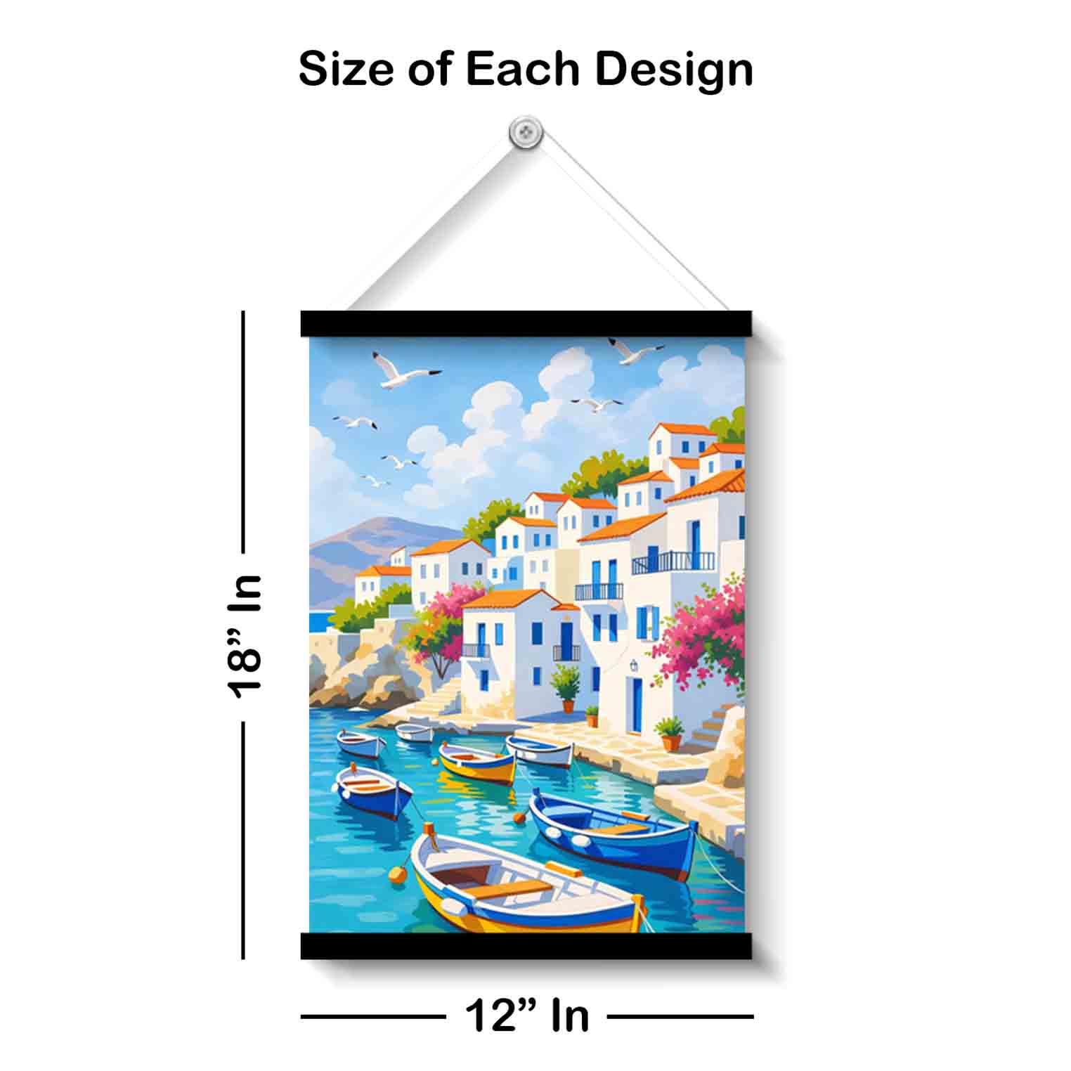 Mediterranean Harbor Boats Wall Art Painting - Image 3
