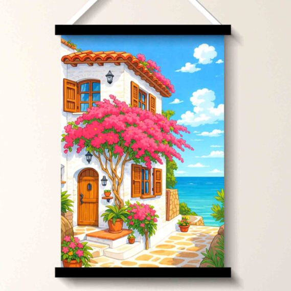 Seaside Villa Floral Wall Art Painting