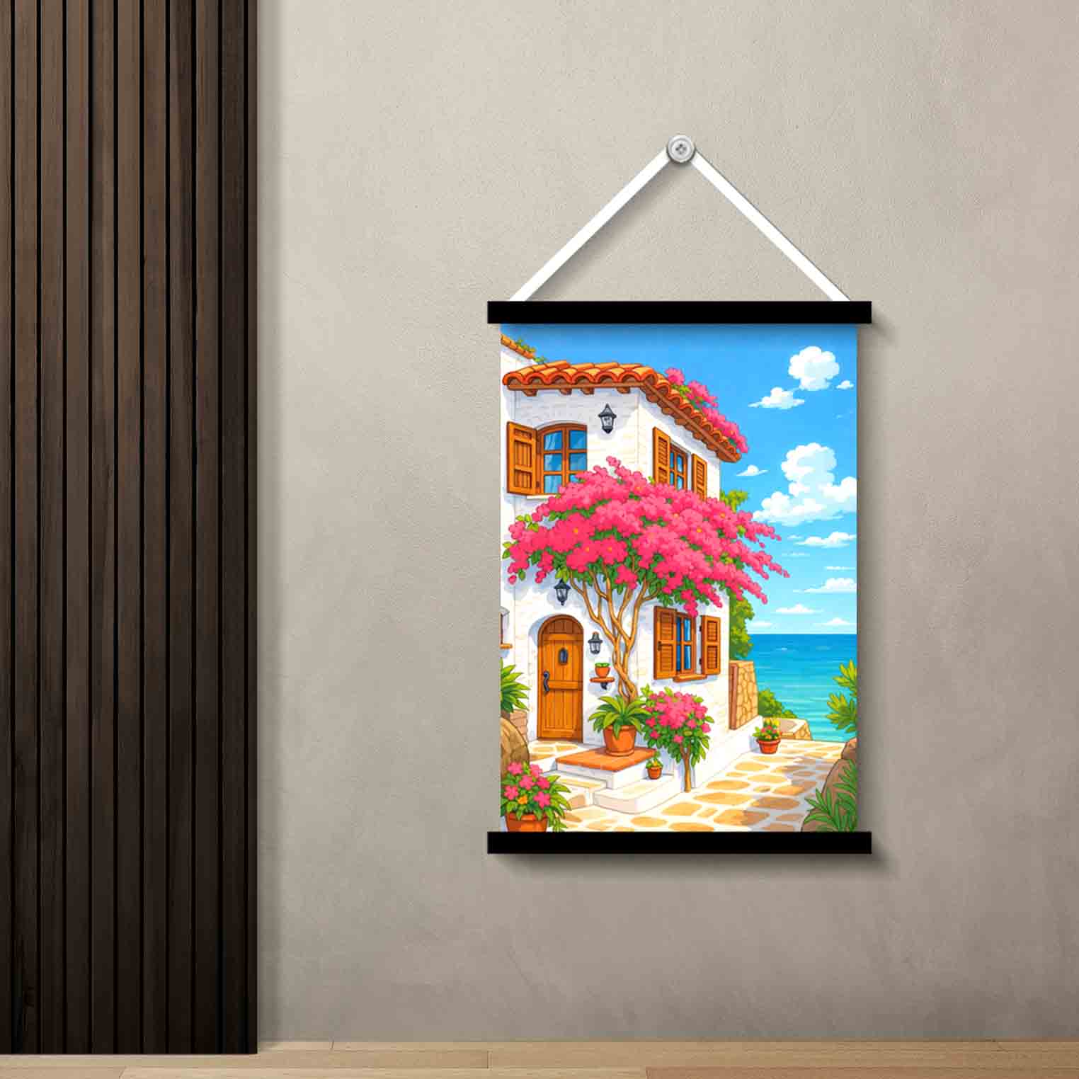 Seaside Villa Floral Wall Art Painting - Image 2