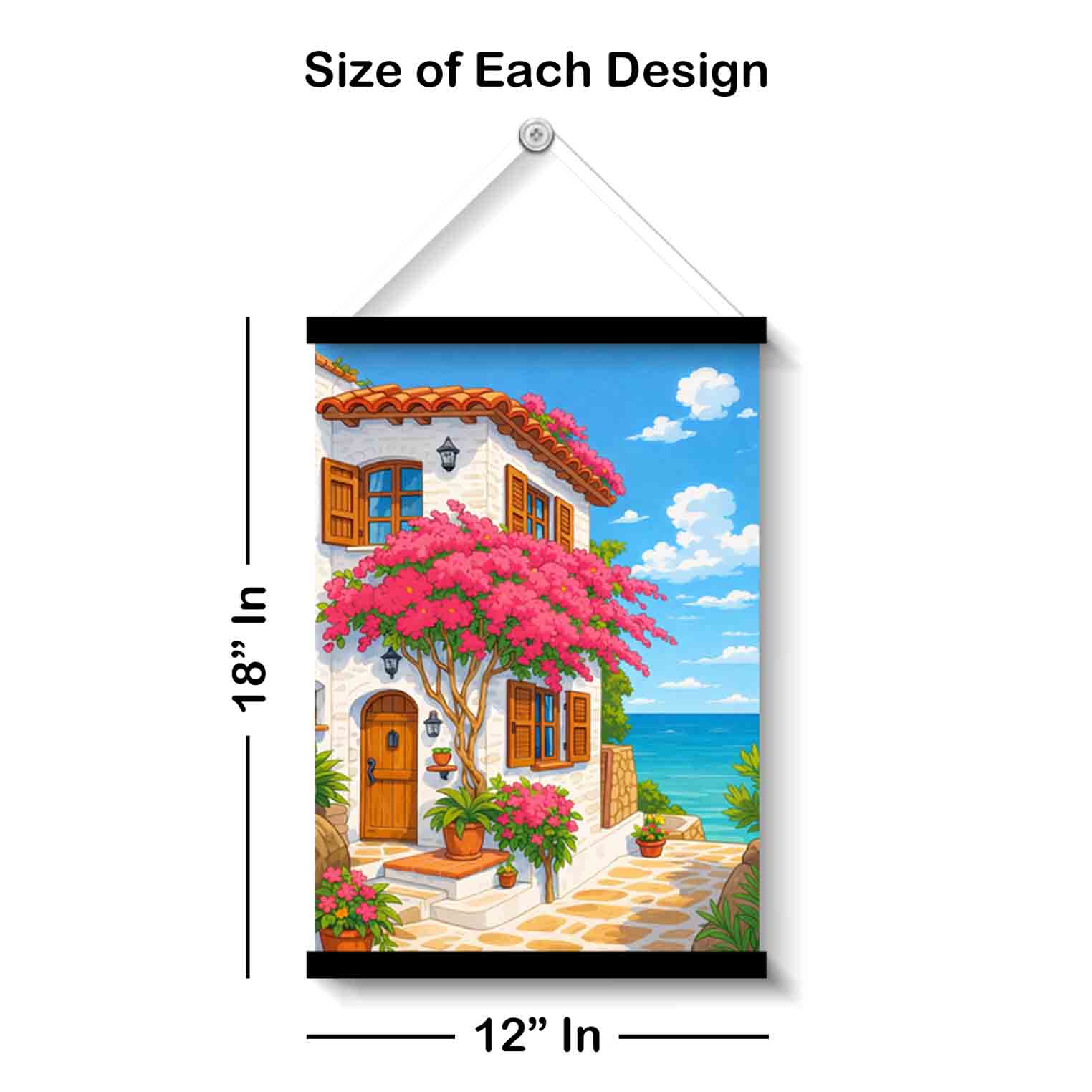 Seaside Villa Floral Wall Art Painting - Image 3