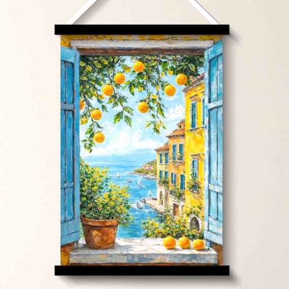 Lemon Window Coast Wall Art Painting