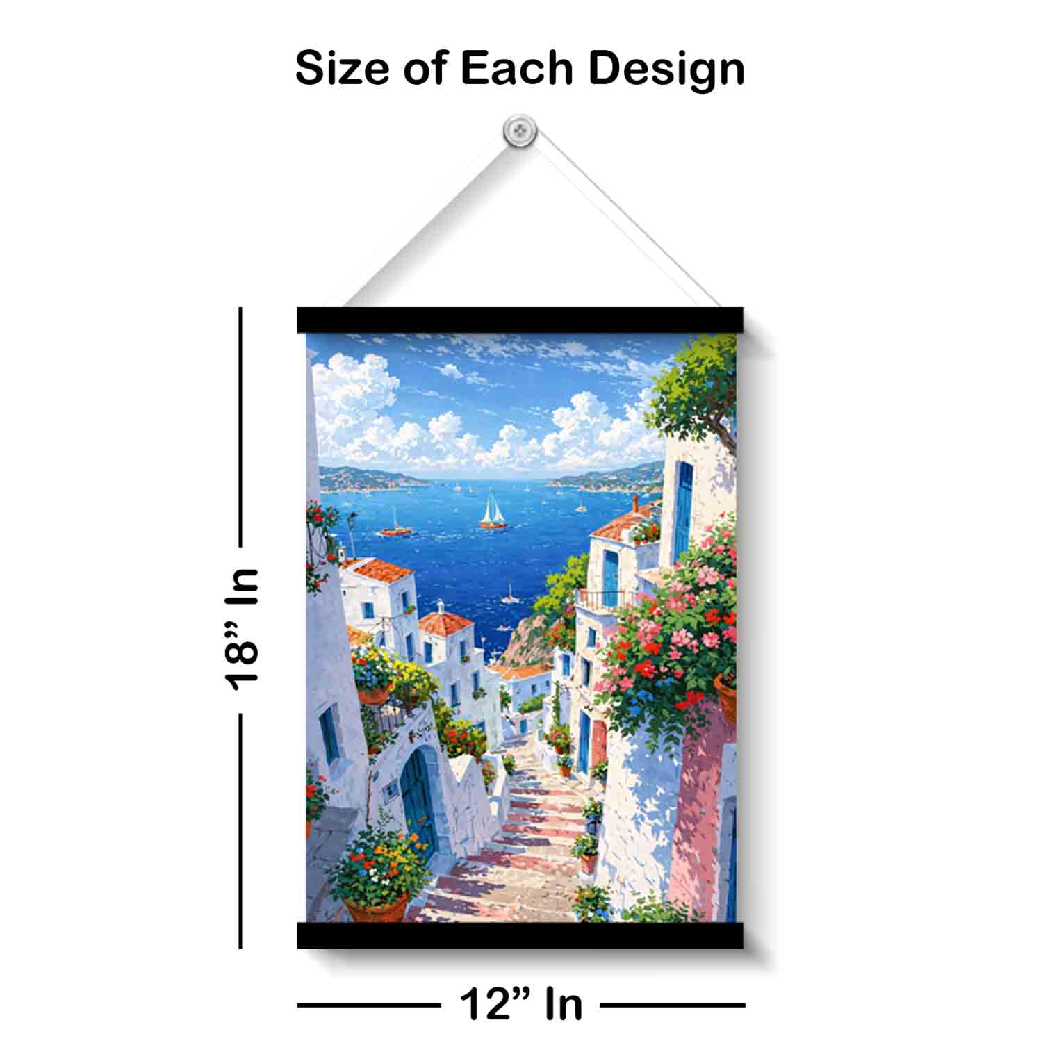 Seaside White Village Wall Art Painting - Image 3