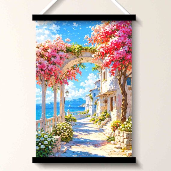 Floral Seaside Archway Wall Art Painting