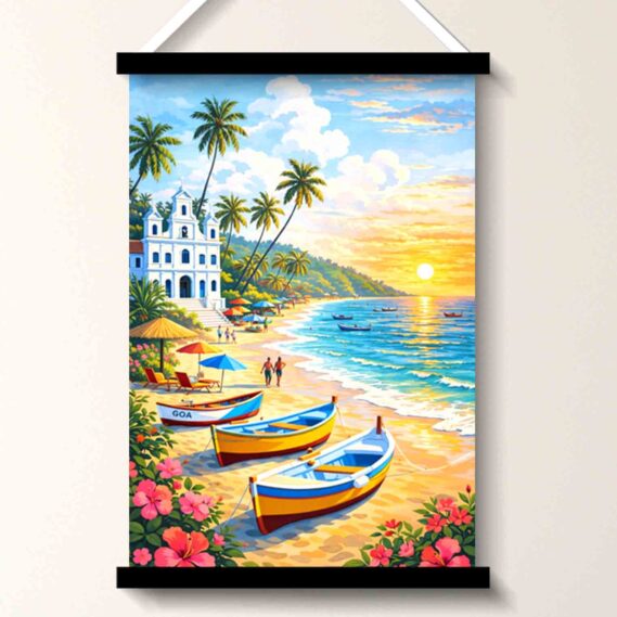 Goa Beach Boats Wall Art Painting