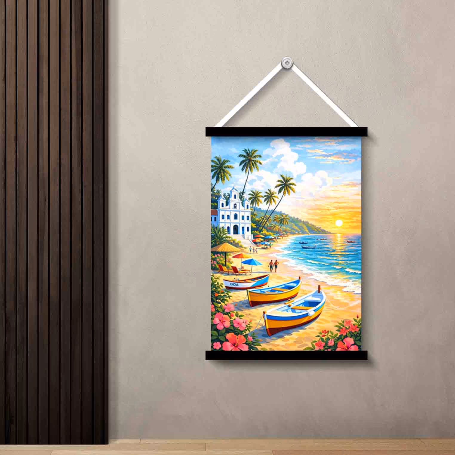 Goa Beach Boats Wall Art Painting