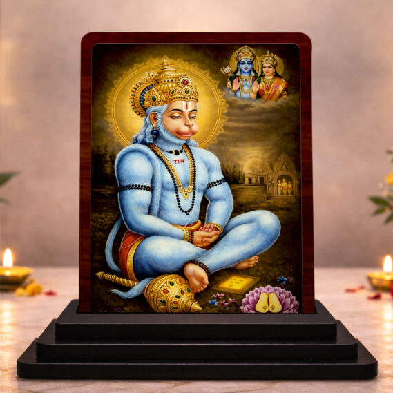 3x4 Inch Hanuman Wooden Idol with HD Print | Divine Grace Desk & Temple Decor