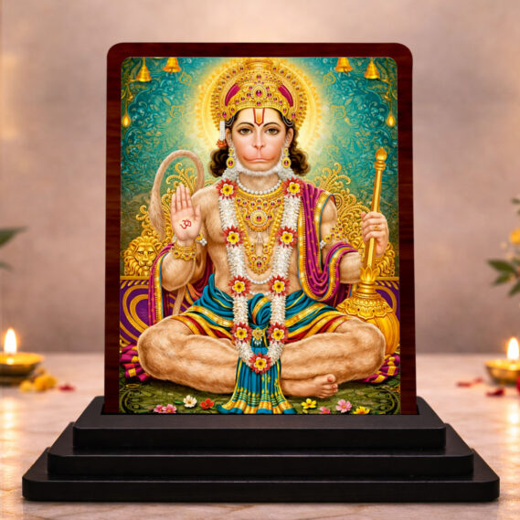 Festive Worship Maa Lakshmi Wooden Table Idol 3 x 4 Inch HD Printed Decorative Piece
