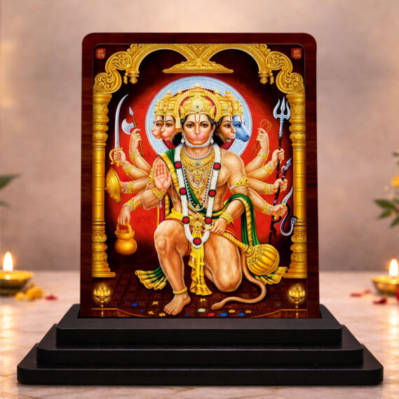 HD Printed Hanuman Wooden Idol 3x4 Inch Royal Darshan Spiritual Showpiece