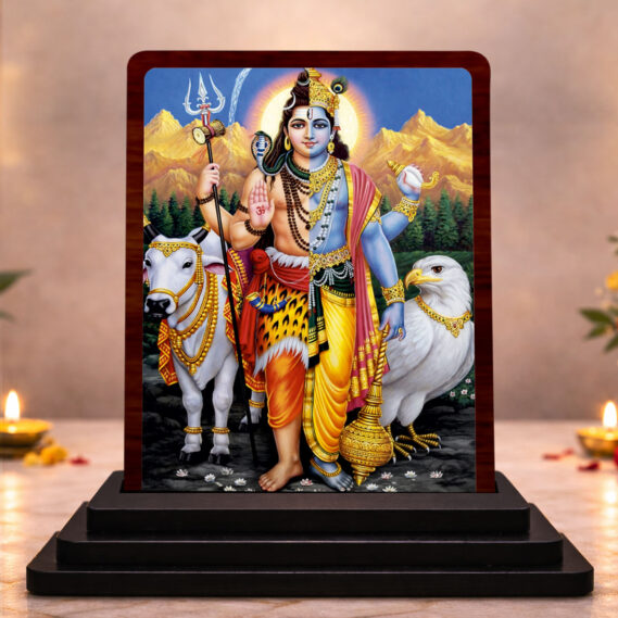 3x4 Inch Krishna with Cow Wooden Idol with HD Print | Faith Inspired Desk & Temple Decor