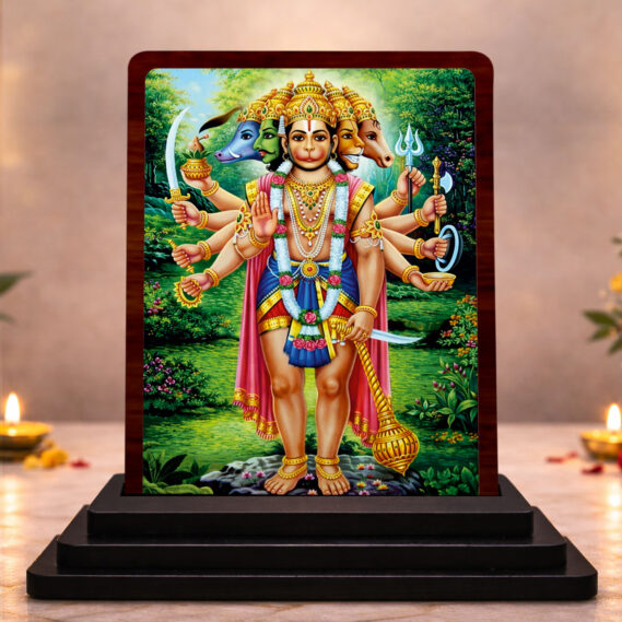 3x4 Inch Lord Vishnu Wooden Idol with HD Print | Elegant Bhakti Desk & Temple Decor
