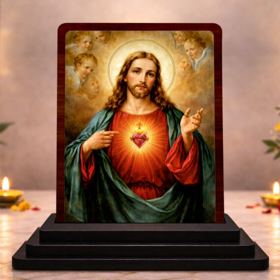 HD Printed Jesus Christ Wooden Idol 3x4 Inch Festive Worship Spiritual Showpiece