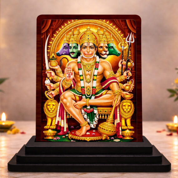 HD Printed Hanuman Wooden Idol 3x4 Inch Timeless Prayer Spiritual Showpiece