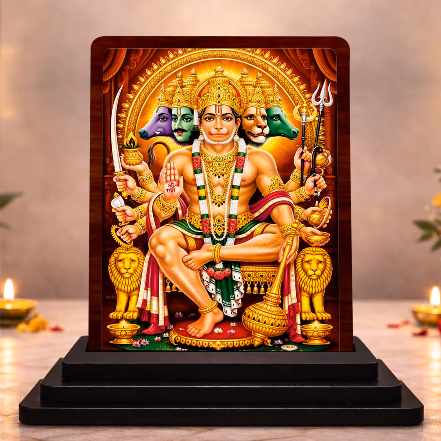 Hanuman Wooden Idol 3x4 Inch HD Printed Spiritual Showpiece Timeless Prayer