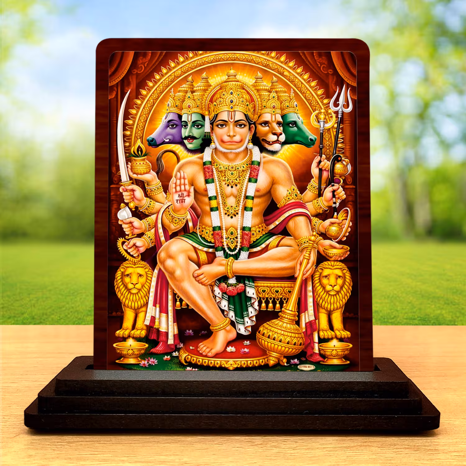 Hanuman Wooden Idol 3x4 Inch HD Printed Spiritual Showpiece Timeless Prayer