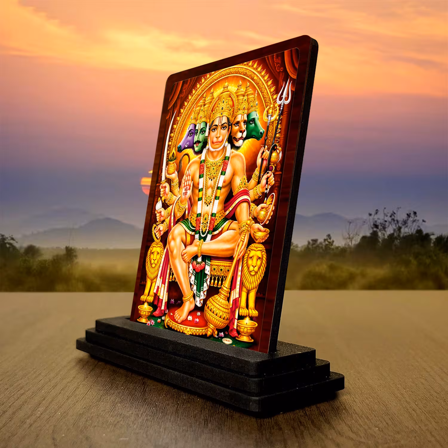 Hanuman Wooden Idol 3x4 Inch HD Printed Spiritual Showpiece Timeless Prayer