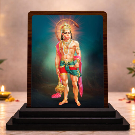 HD Printed Hanuman Wooden Idol 3x4 Inch Temple Gift Spiritual Showpiece