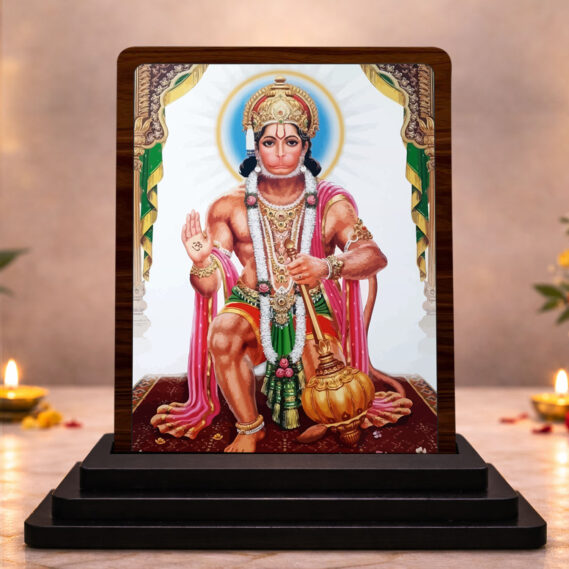 Hanuman Small Wooden Idol 3x4 Inch Faith Inspired HD Printed Home Decor