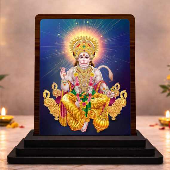 Maa Lakshmi Classic Devotional Wooden Idol 3x4 Inch HD Printed Table Decor for Home Temple