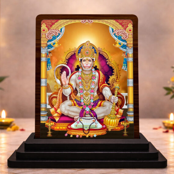 3x4 Inch Maa Lakshmi Wooden Idol with HD Print | Premium Temple Desk & Temple Decor