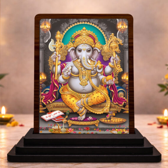 Lord Ganesha Wooden Idol for Pooja Room 3x4 Inch HD Printed Divine Grace Decor