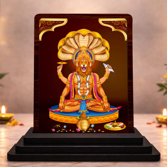 Temple Gift Nag Devta Wooden Table Idol 3 x 4 Inch HD Printed Decorative Piece