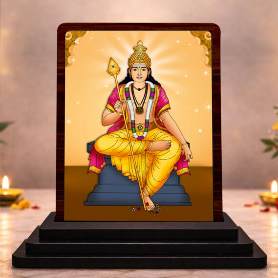 Lord Ayyappa Wooden Idol for Pooja Room 3x4 Inch HD Printed Faith Inspired Decor