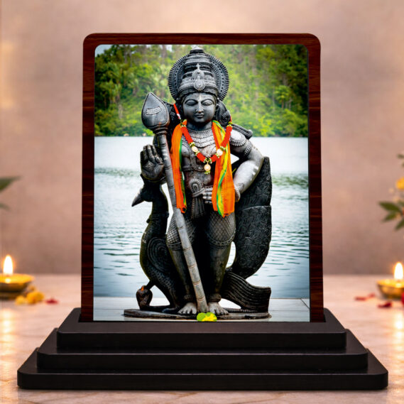 HD Printed Hanuman Statue Wooden Idol 3x4 Inch Classic Devotional Spiritual Showpiece