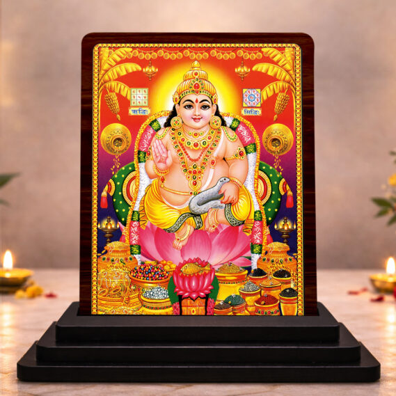 Maa Lakshmi Small Wooden Idol 3x4 Inch Premium Temple HD Printed Home Decor