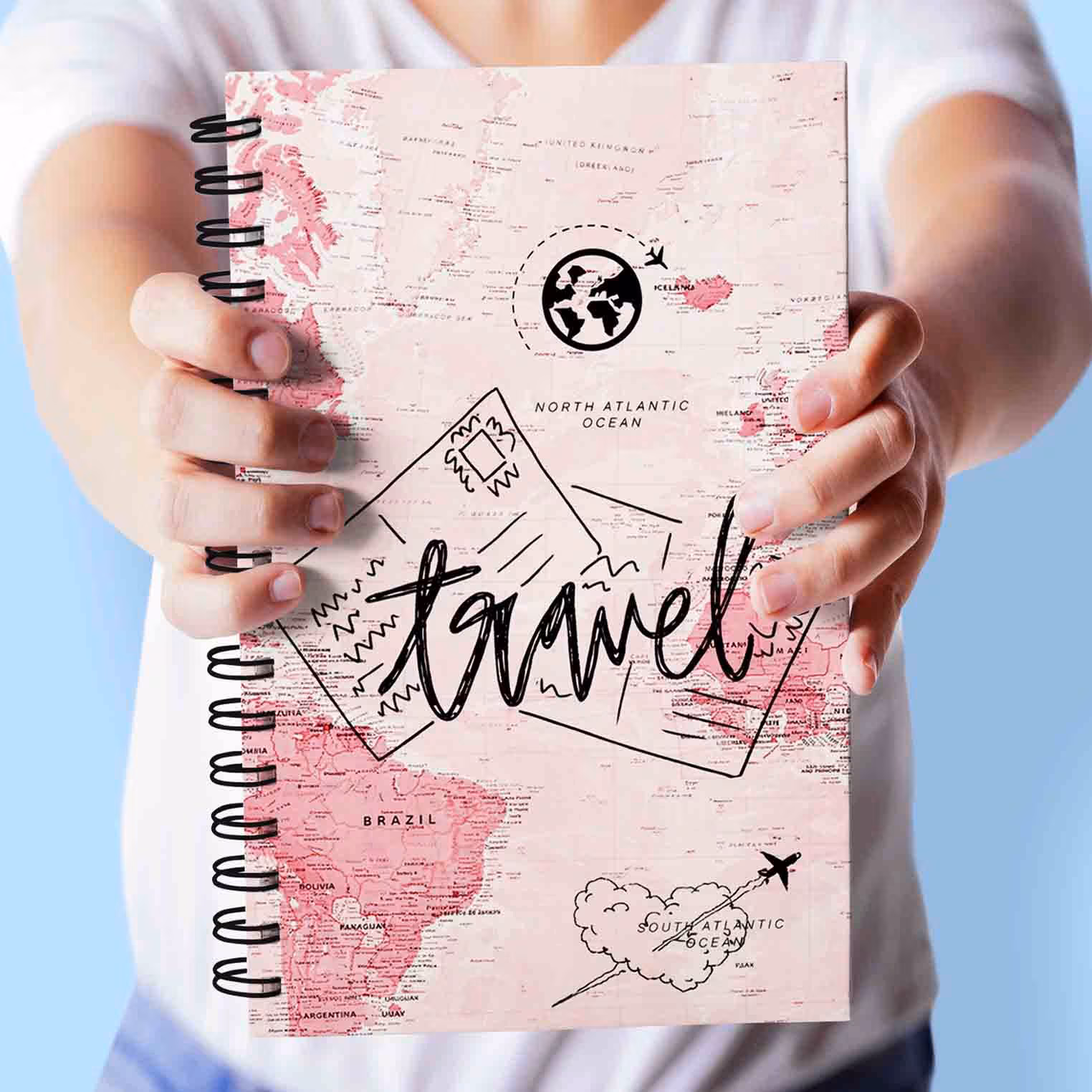 Pink Travel Spiral Notebook
