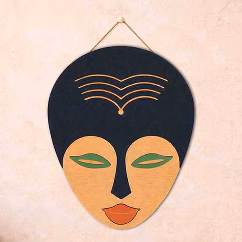 Abstract Face Mask Wooden Hanging