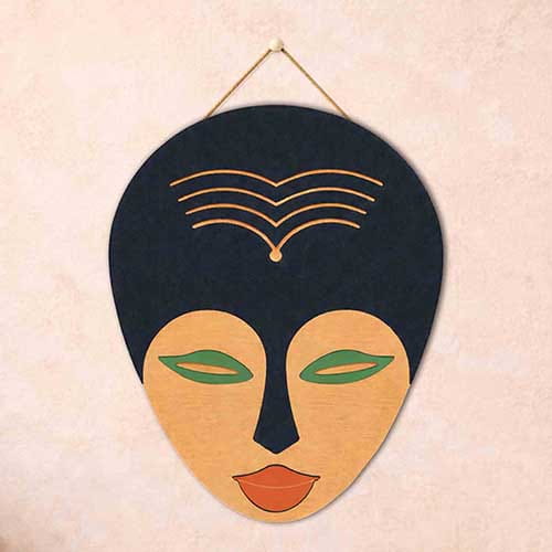 Abstract Face Mask Wooden Hanging