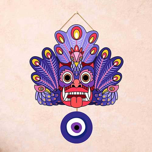 Evil Eye Face Wooden Wall Hanging