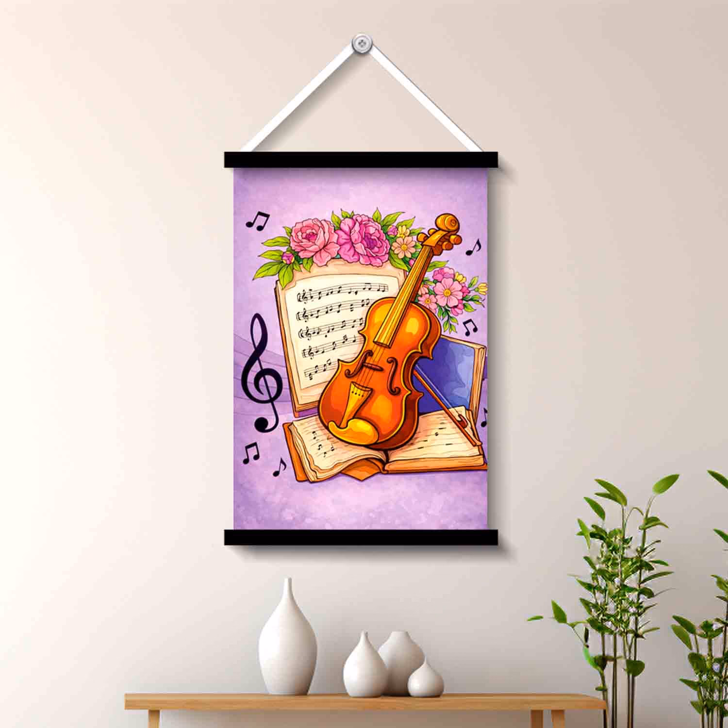 A Floral Violin Wall Art Hanging Painting 45x30 cm | Vprint Quality - Image 2