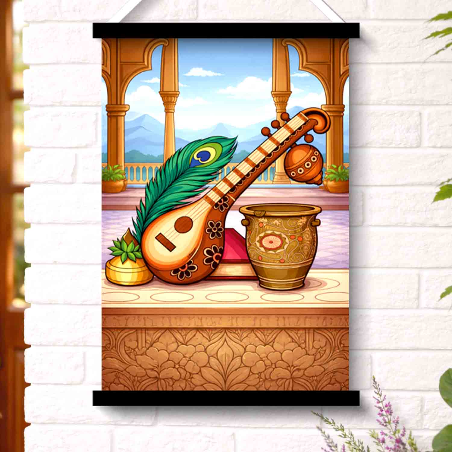 Sitar by Window wall art hanging for hall