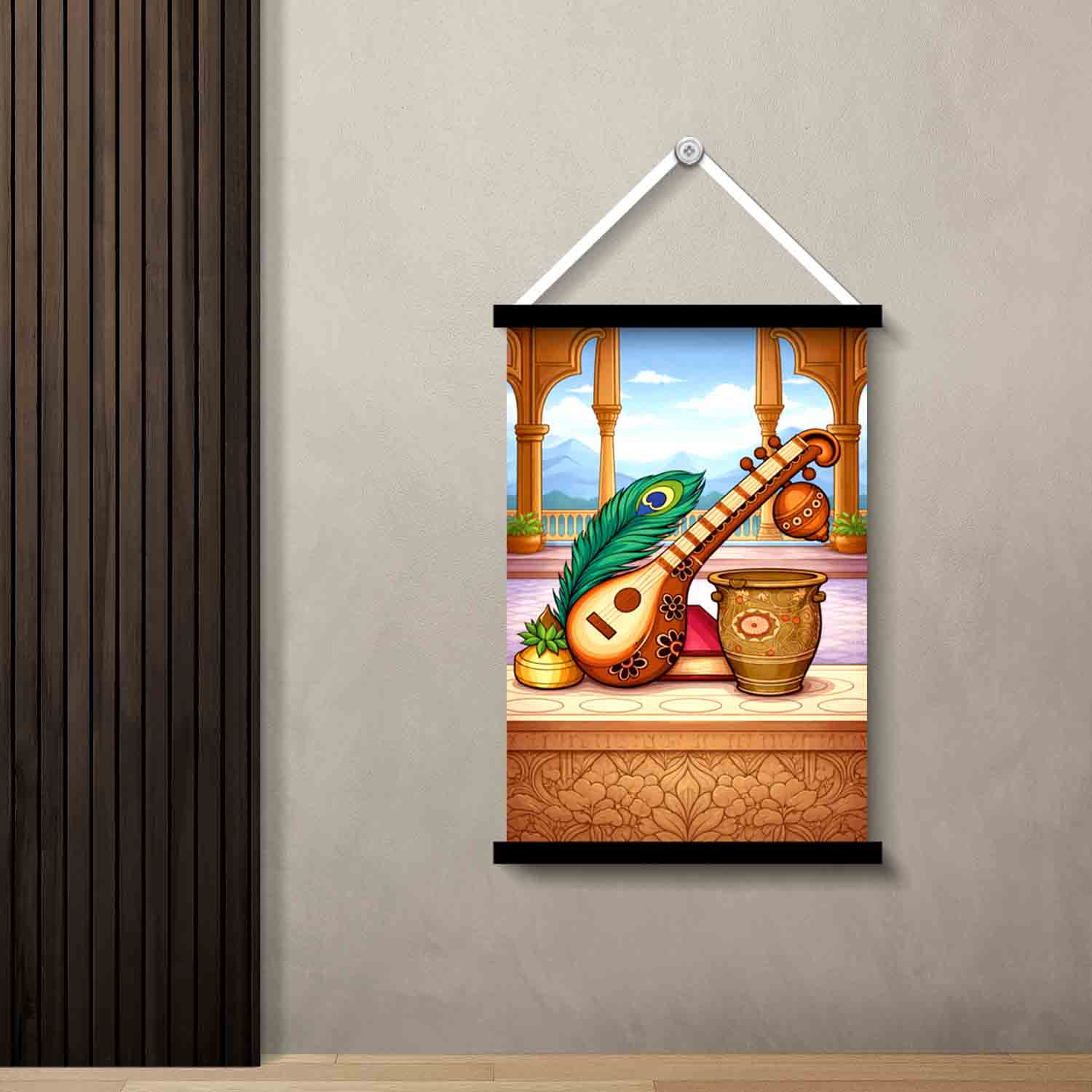 A Sitar by Window Wall Art Hanging Painting 45x30 cm | Vprint Quality - Image 3