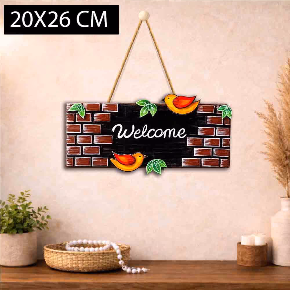 Welcome Brick Charm Wooden Wall Hanging - Image 3