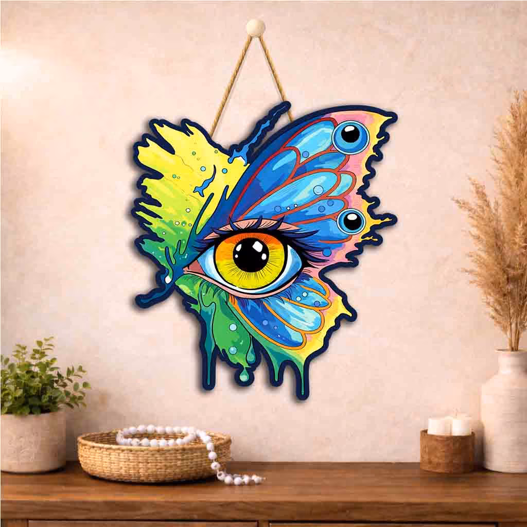 Butterfly Evil Eye Wooden Wall Hanging for Home Decor - Image 2