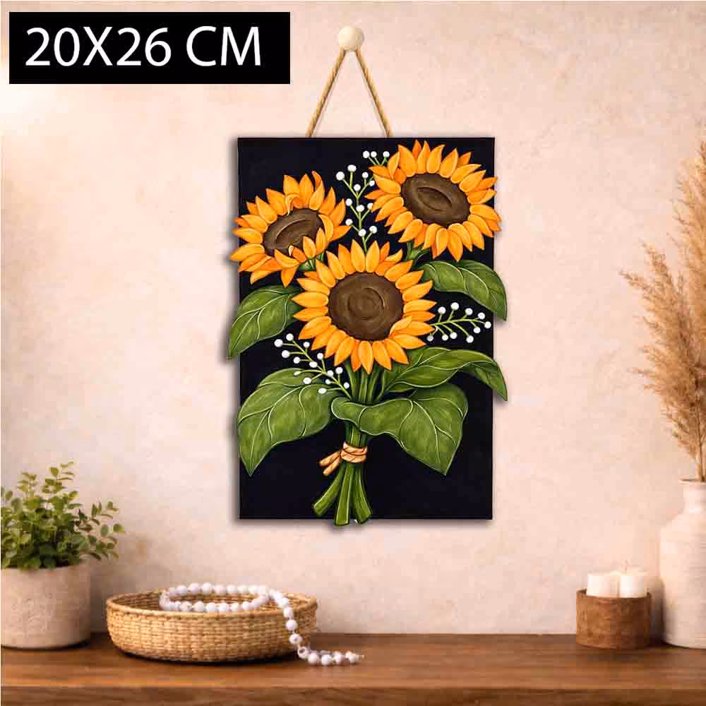 Sunflower Bouquet Wooden Wall Hanging - Image 3