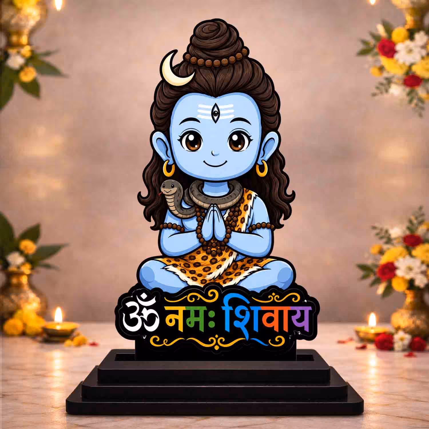 Shiv Ji wooden MDF idol for car dashboard