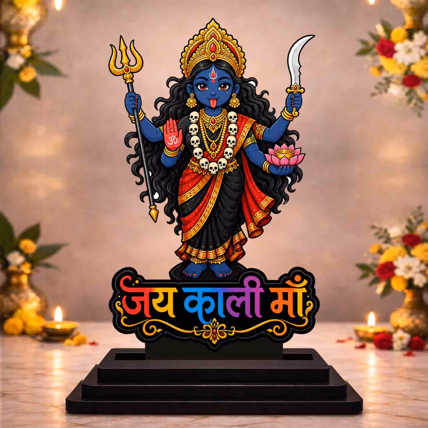 Kali Maa Wooden God Idol