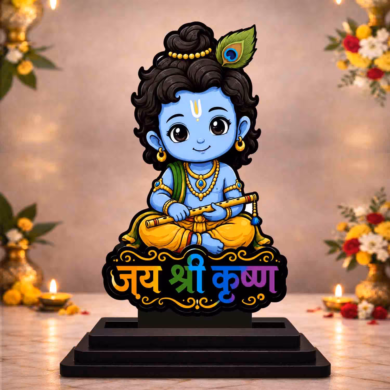 Krishna Ji Wooden God Idol