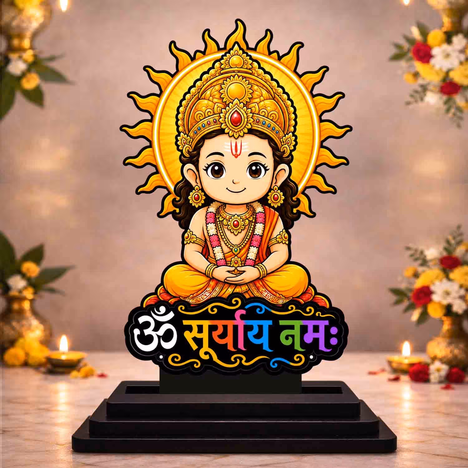 Surya Dev Wooden God Idol