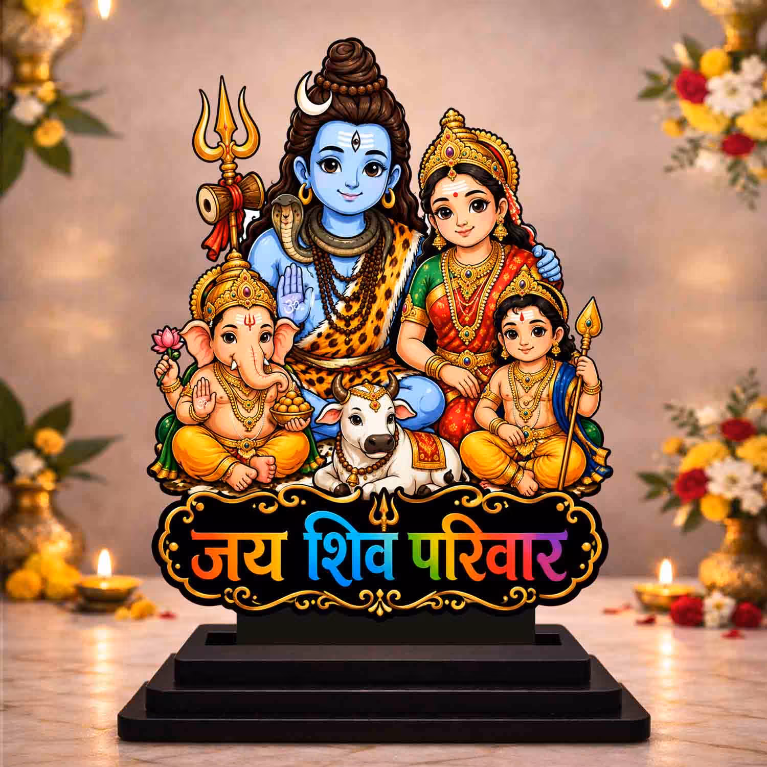 Shiv Parivar Wooden God Idol